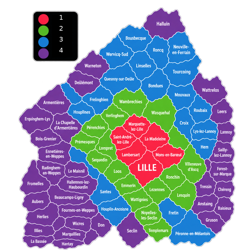 Lille delivery zone map